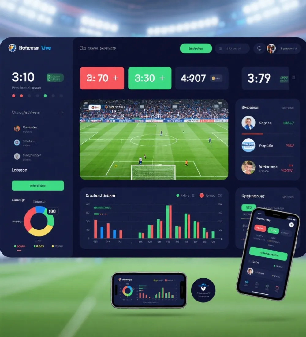 世界盃賽事中心與即時比分介面示意圖